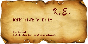 Káplár Edit névjegykártya